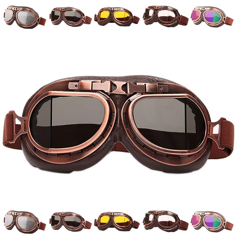 Peicees Vintage Helmet Goggles Motorcycle Goggles Bike Motorcross Pilot Goggle