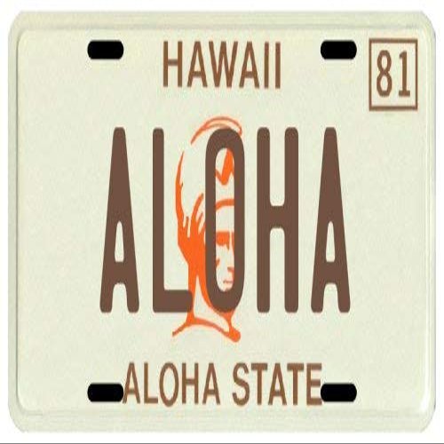 VINTAGE-PLATES Aloha Hawaii 1980's Metal License Plate