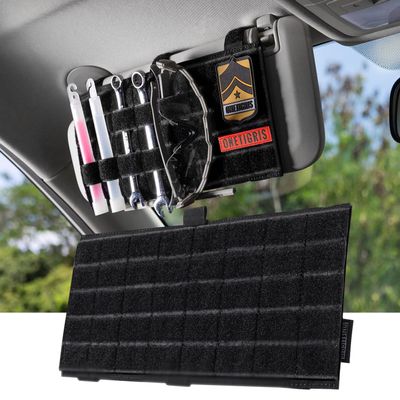 ONETIGRIS Molle Visor Panel Organizer, Tactical Car Sun Visor Organizer Molle Patch Panel Vehicle Visor Storage Holder Pouch, Molle Webbing with Hook-and-Loop Straps for Cars, Trucks, Suvs etc.