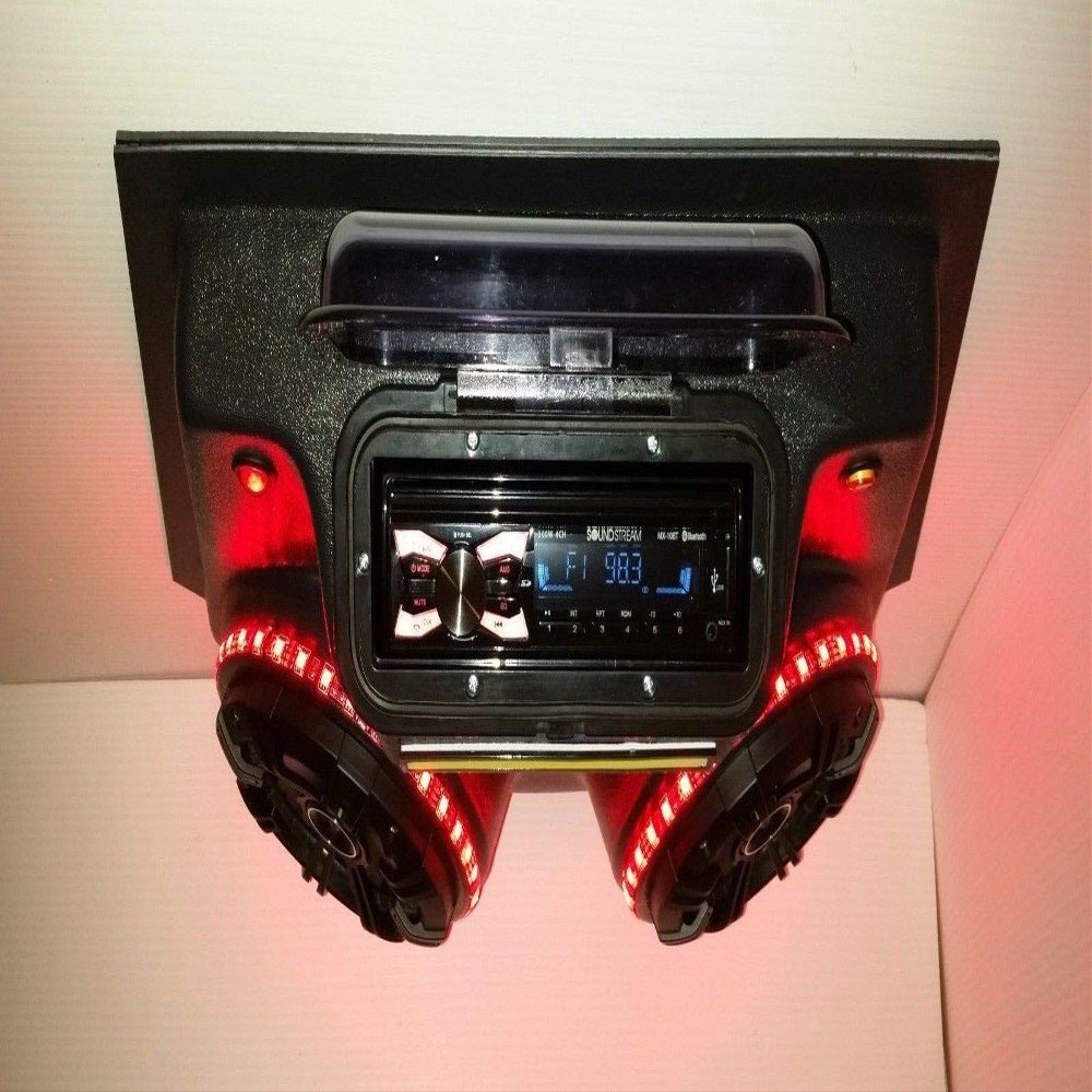 thunderbuckets Audio UTV Golf Cart Radio Stereo Overhead Console Soundbar with Bluetooth, 200 Watt Receiver, 240 Watt 6.5" Speakers, AM FM, Map Light