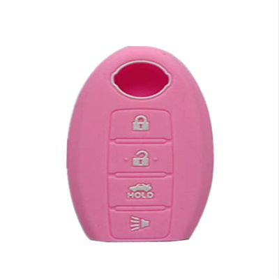 KAWIHEN Silicone Key Fob Cover Protector Compatible with Nissan 350Z 370Z Altima Armada GT-R Leaf Pathfinder Rogue Sentra Maxima Murano Versa CWTWB1U840 285E3-3SG0D(Pink)