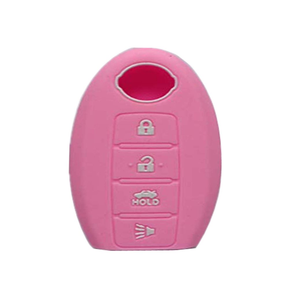 KAWIHEN Silicone Key Fob Cover Protector Compatible with Nissan 350Z 370Z Altima Armada GT-R Leaf Pathfinder Rogue Sentra Maxima Murano Versa CWTWB1U840 285E3-3SG0D(Pink)