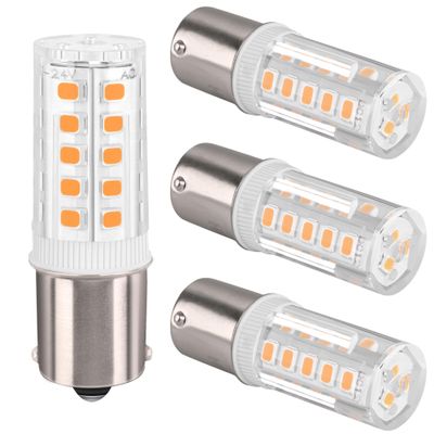 HRYSPN 4PCS BA15S LED bulb p21w 12V 24V, 1141 LED Bulb Bayonet Single Contact Base for RV Camper Trailer Boat Trunk Interior Lights, Warm White 3000K