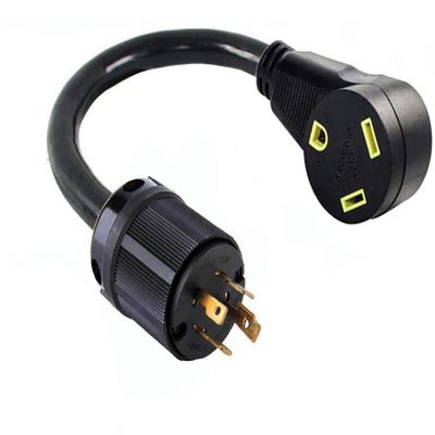 L14-30P 4Pin Male Twist Lock Generator Plug to TT-30R 3Prong Female RV Travel Trailer Camper Motor Home Receptacle Outlet Box NEMA Electric Power Cord Adapter/Converter 220/250V Input 110/125V Output