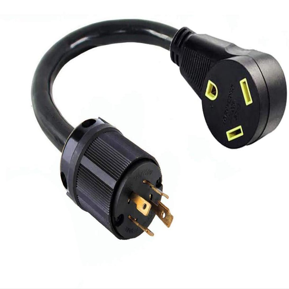 L14-30P 4Pin Male Twist Lock Generator Plug to TT-30R 3Prong Female RV Travel Trailer Camper Motor Home Receptacle Outlet Box NEMA Electric Power Cord Adapter/Converter 220/250V Input 110/125V Output