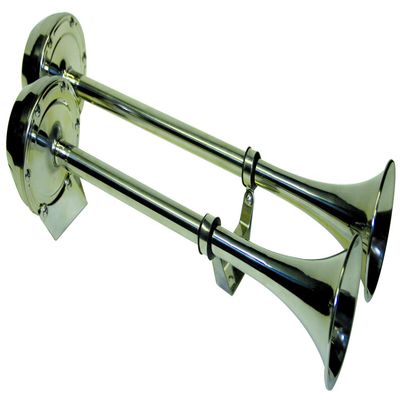 FIAMM Airtone Stainless Steel Electric Horns - Horn Twin Trumpet - Twin Dimensions: 18" x 7-1/2" x 4-3/4" (75550-23)