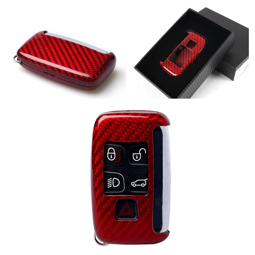 Luxury Red Carbon Fiber Snap on Hard Case Fits for Jaguar XE XF XJ F Type Key Fob Remote