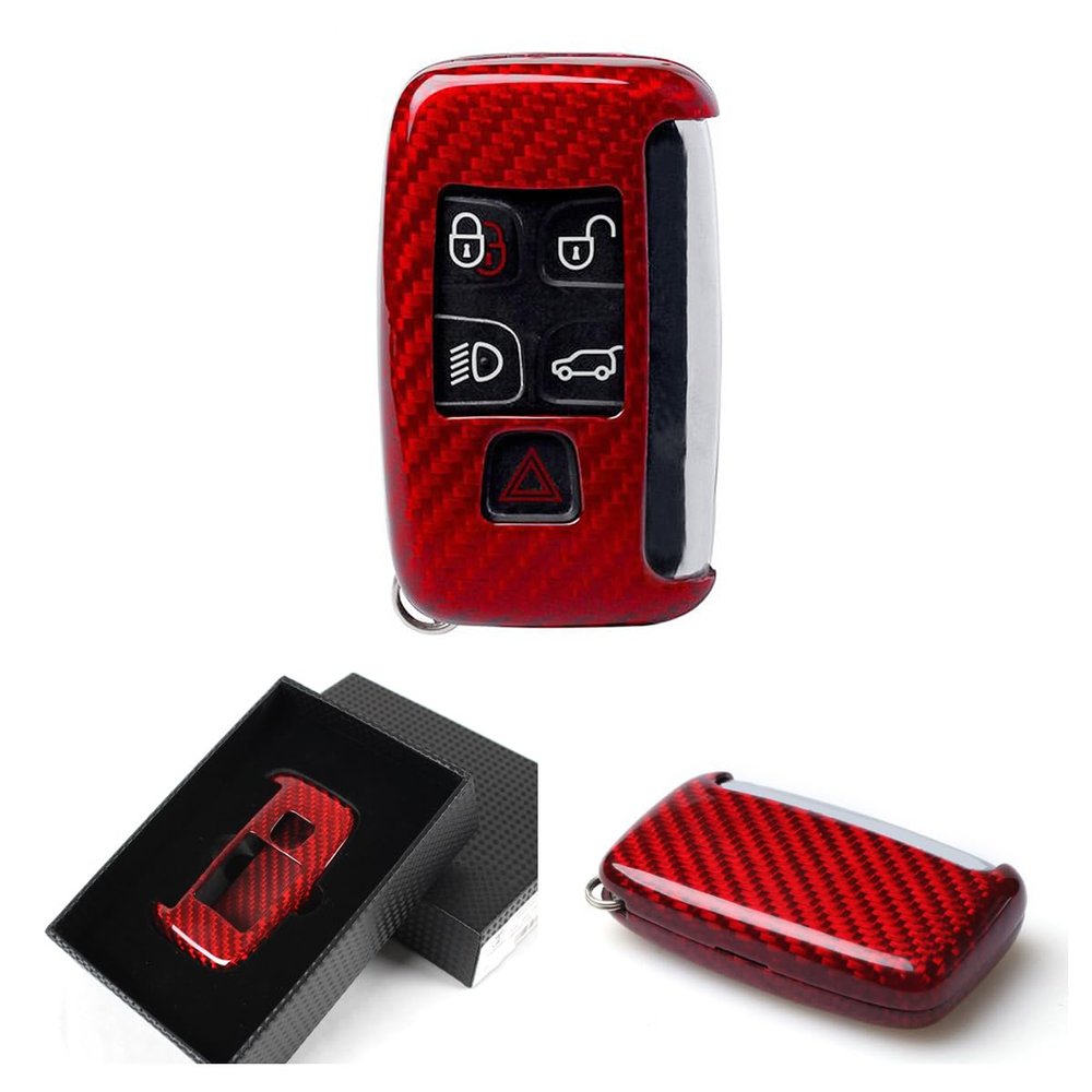 Luxury Red Carbon Fiber Snap on Hard Case Fits for Land Range Rover Key Fob Remote