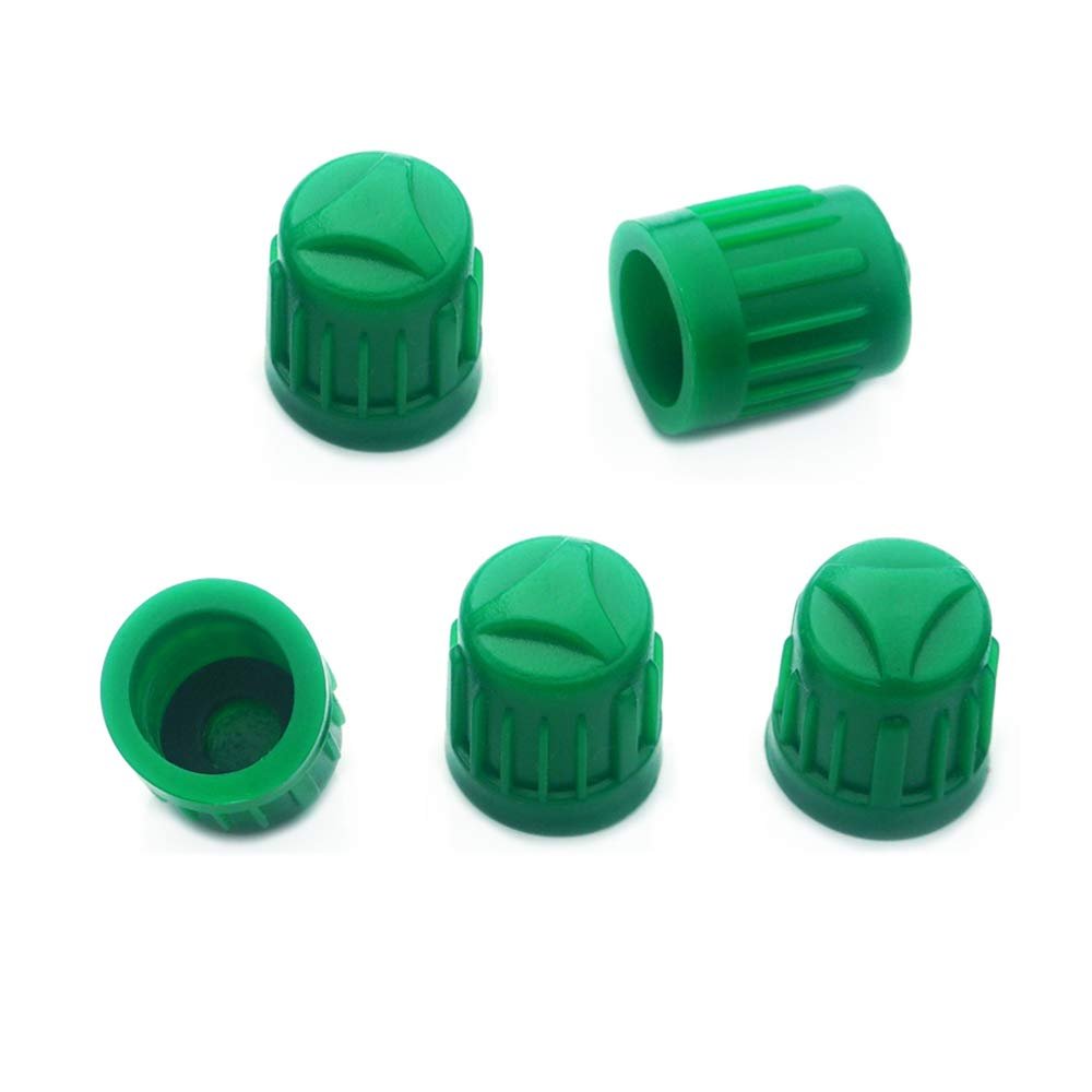 N2 Nitrogen Tire Valve Stem Cap+Seal-Schrader Valve 8V1 Compatible with Bike Motorcycle Car SUV RV Truck ATV/UTV Pickup Minivan Golf Cart/Boat Trailer Moped MTB BMX Mower Stroller (Thick Plastic 5PCS)