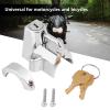 78 Motorcycle Helmet Lock, Universal Motorbike Helmet Lock Hanger Hook 2 Keys Locking Set, Chrome Silver view 3
