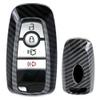 iJDMTOY Exact Fit Black Glossy Carbon Fiber Finish Key Fob Shell Compatible with Ford 2018-up Mustang F150 F250 Bronco Explorer Expedition Keyless Smart Key view 1