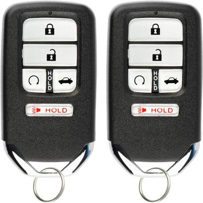 KeylessOption Keyless Entry Remote Start Smart Car Key Fob for Honda Civic 2016 2017 2018 KR5V2X (Pack of 2)