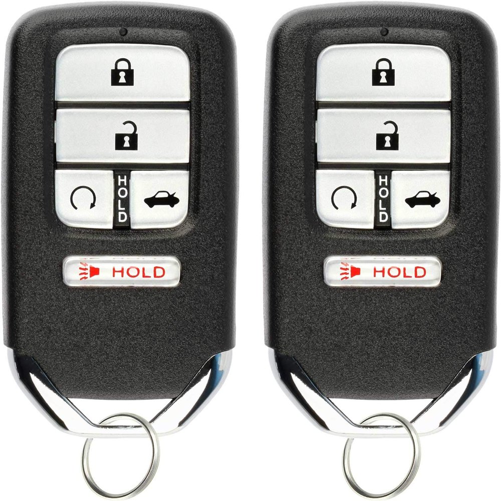 KeylessOption Keyless Entry Remote Start Smart Car Key Fob for Honda Civic 2016 2017 2018 KR5V2X (Pack of 2)