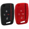 Silicone Key Cover Case Remote Fob Protector fit for VW Golf Polo 2016-2017 4 Buttons Keyless Entry Remote Key Fob Skin Protective Key Jacket (1 Black + 1 Red) view 1