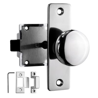 Five Oceans Boat Door Lock, Marine Door Latch, Door Knob Chrome-Plated Finish, Surface Mount, for RV Camper Boat Trailer Truks - FO1409