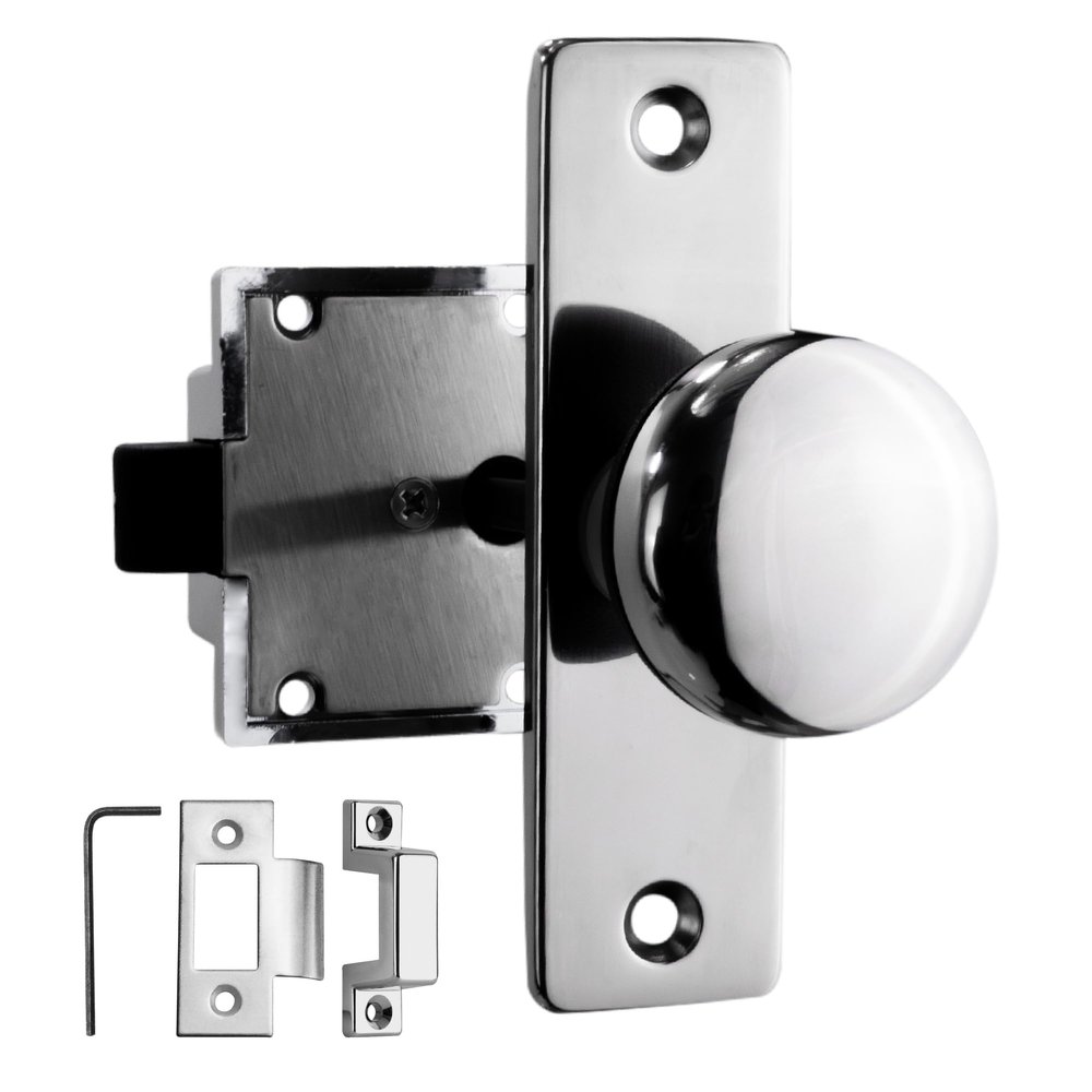 Five Oceans Boat Door Lock, Marine Door Latch, Door Knob Chrome-Plated Finish, Surface Mount, for RV Camper Boat Trailer Truks - FO1409