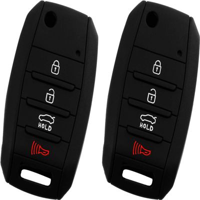 KeyGuardz Keyless Entry Remote Car Key Fob Outer Shell Cover Soft Rubber Protective Case For Kia Hyundai OSLOKA-875T, TQ8-RKE-4F19 (Pack of 2)