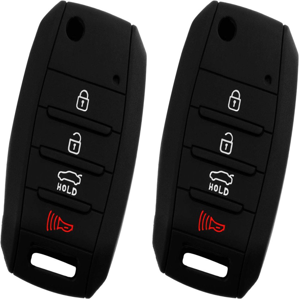 KeyGuardz Keyless Entry Remote Car Key Fob Outer Shell Cover Soft Rubber Protective Case For Kia Hyundai OSLOKA-875T, TQ8-RKE-4F19 (Pack of 2)