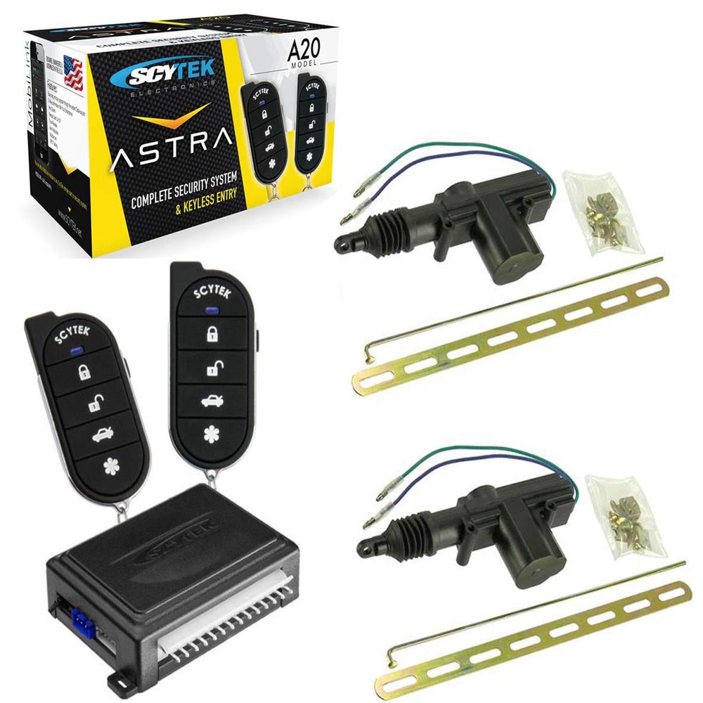 Car Alarm Security System 2 Door Locks Keyless Entry 2 Remote Control Scytek A20