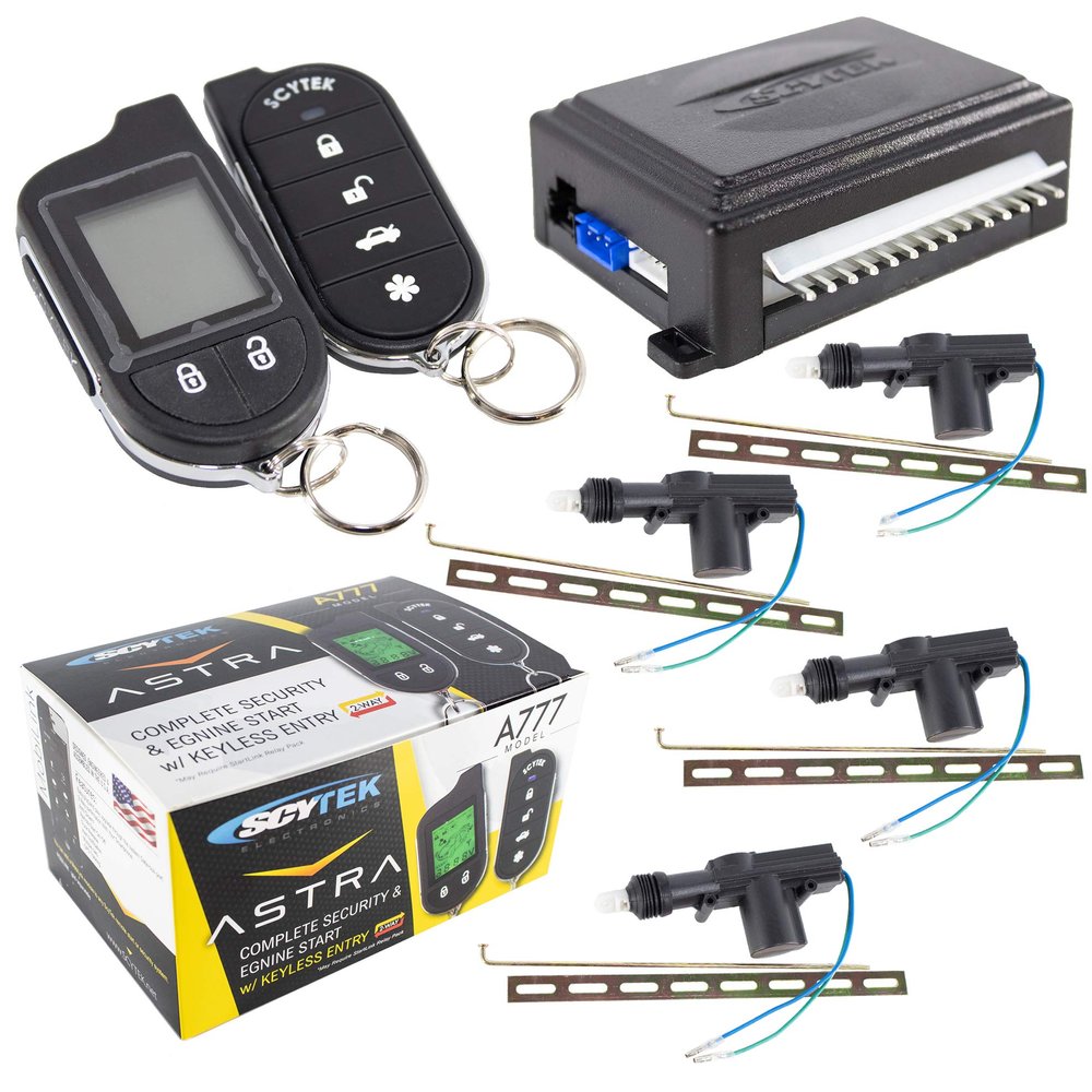 Car Alarm Security System, Keyless Entry 2-Way LCD 4 Door Locks Scytek A777