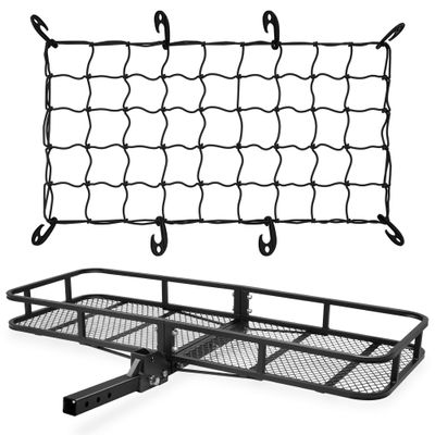ARKSEN 60" x 23" x 5.5" Folding Hitch Cargo Carrier Basket with Net, 500 Lbs Heavy Duty Rear Trailer Hitch Cargo Rack Fits 2" Receiver for SUV, Truck & Van, Ideal for Camping & Travel