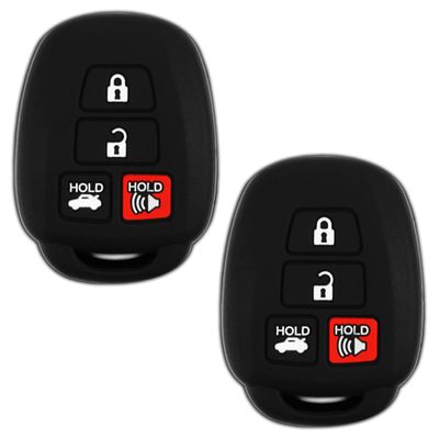 2X KeylessOption Key Fob Cover Replacement for 2012 2013 2014 Toyota Camry Corolla Tacoma Remote Silicone, 4-Button HYQ12BDM