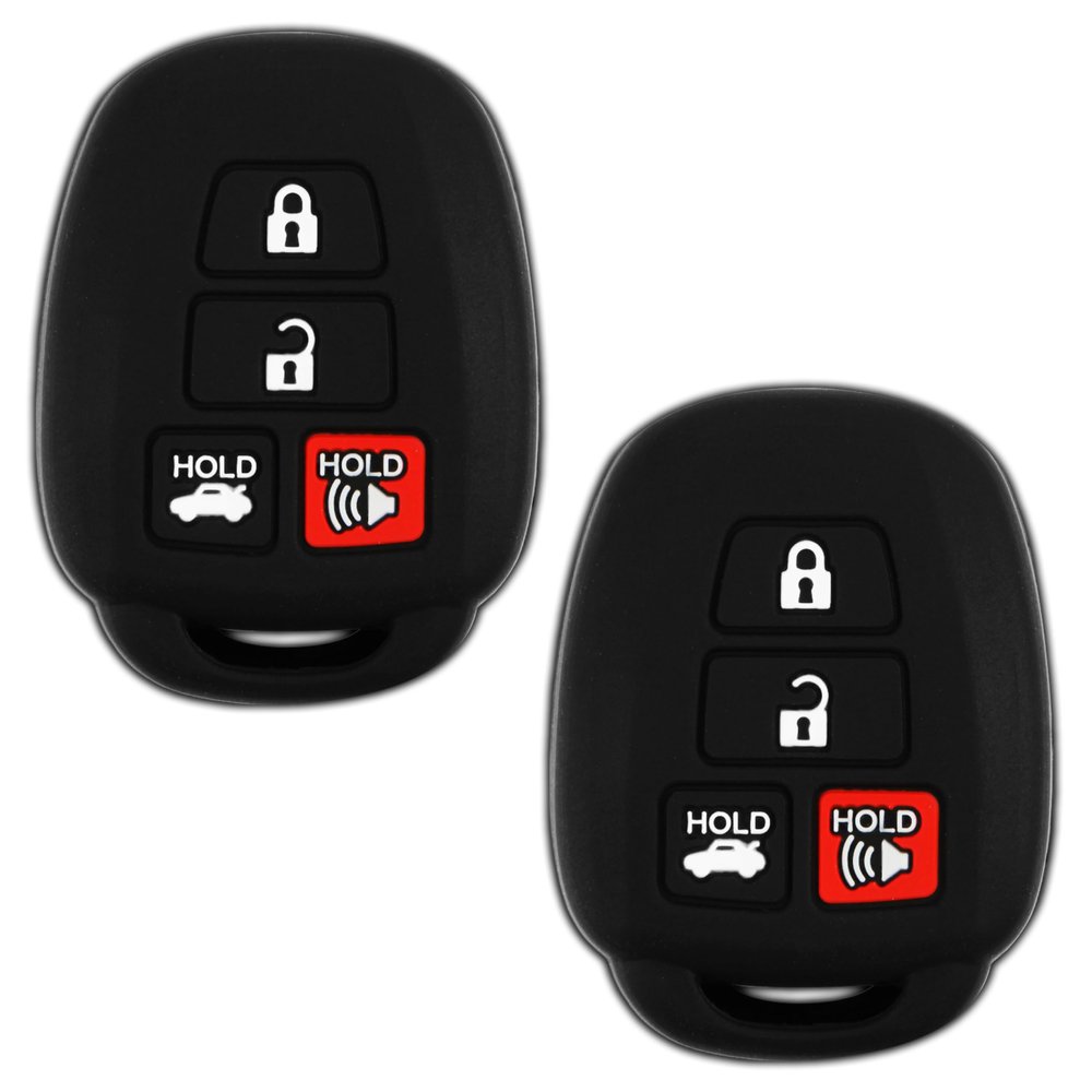 2X KeylessOption Key Fob Cover Replacement for 2012 2013 2014 Toyota Camry Corolla Tacoma Remote Silicone, 4-Button HYQ12BDM