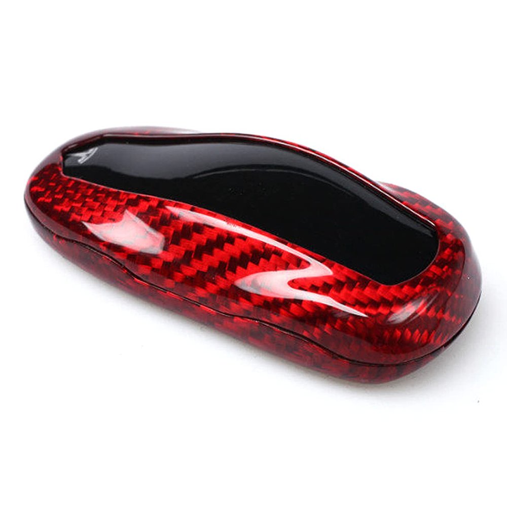 Cuztom Tuning Premium Real Red Carbon Fiber Key Case Cover Fits for 2012-2018 Tesla Model S Key Fob Remote