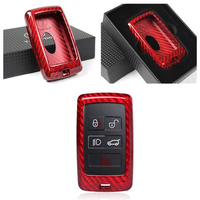 Premium Red Carbon Fiber Key Fob Remote Case Cover Compatible for 2018-2019 Land Range Rover