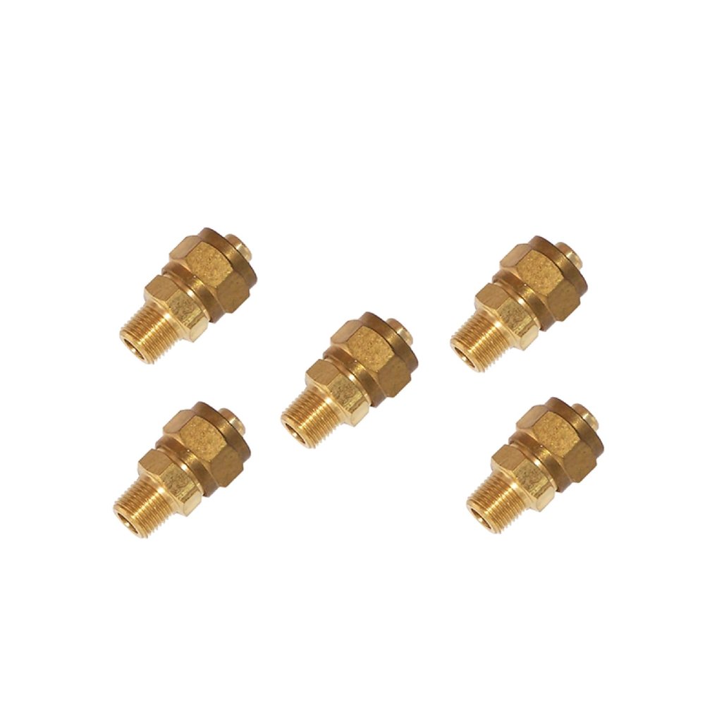 MPC Brass Compression Fitting - 1/4" Male NPT to 1/2" O.D Nylon Air Tube - 5 pack