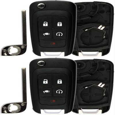 KeylessOption Keyless Entry Car Remote Start Key Fob Shell Case Button Pad Cover for 2011-2015 Chevy Volt OHT05918179 (Pack of 2)