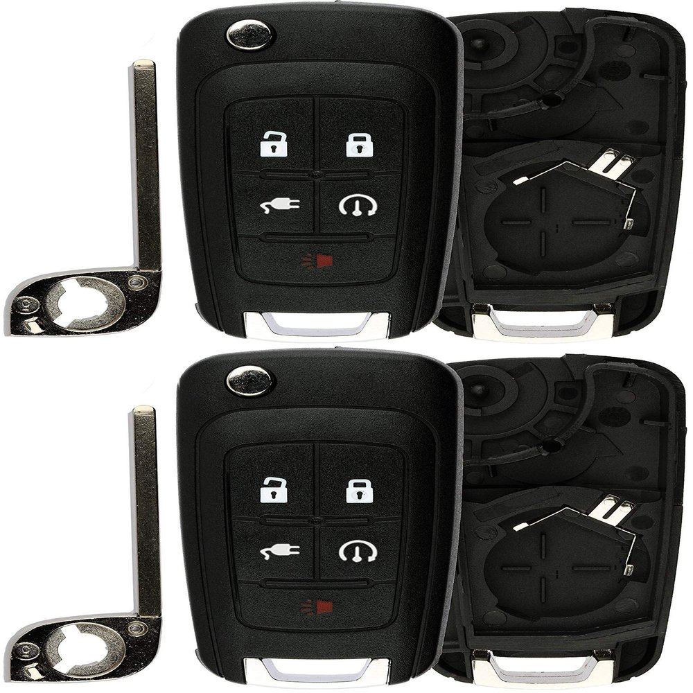 KeylessOption Keyless Entry Car Remote Start Key Fob Shell Case Button Pad Cover for 2011-2015 Chevy Volt OHT05918179 (Pack of 2)
