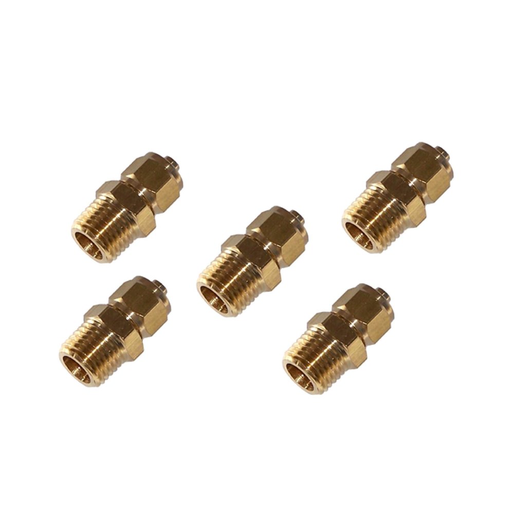 MPC Brass Compression Fitting - 1/4" Male NPT to 1/4" O.D Nylon Air Tube - 5 pack