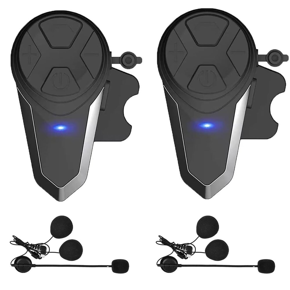 Dgakcvb Motorcycle Bluetooth Headset, BT-S3 Bluetooth 5.0 1000M Helmet Intercom Headset up to 3 Riders for Ski/ATV/Dirt Bike/Racing/Climbing(Dual)