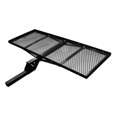 Universal 59" Black Mesh Steel Rear Bumper Trailer Tow Hitch Mount Foldable Cargo Carrier Tray Compatible with 2" x 2" Towing Receiver Tube