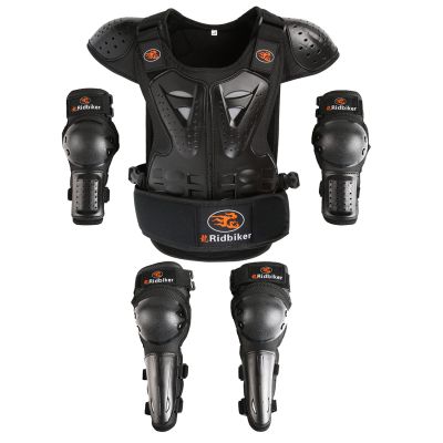 Kids Dirt Bike Gear Chest Protector MotocrossYouth Motorcycle Armor Suit with Knee Shin Guard Elbow Pads for Boys Girls Riding Protective Gear