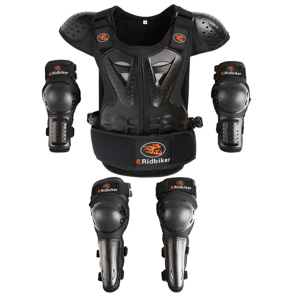 Kids Dirt Bike Gear Chest Protector MotocrossYouth Motorcycle Armor Suit with Knee Shin Guard Elbow Pads for Boys Girls Riding Protective Gear