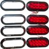 4pcs 6" Oval Chrome Bezel Trailer Truck Red 10 LED Surface flush Mount Stop Turn Tail Lights, Red Stop Brake Marker Tail LED Light, for Truck Trailer Trail Bus 12V DC view 1