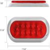 4pcs 6" Oval Chrome Bezel Trailer Truck Red 10 LED Surface flush Mount Stop Turn Tail Lights, Red Stop Brake Marker Tail LED Light, for Truck Trailer Trail Bus 12V DC view 2