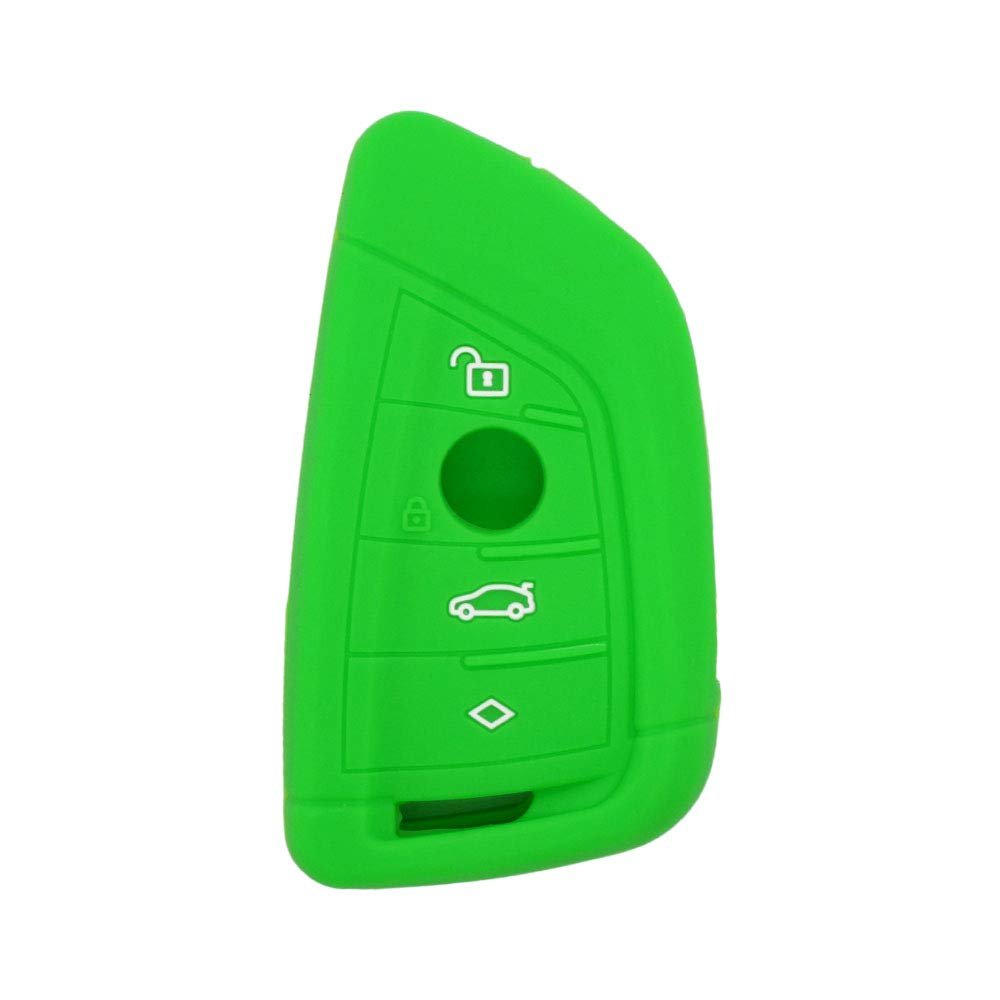 SEGADEN Silicone Cover Protector Case Holder Skin Jacket Compatible with BMW X1 X3 X4 X5 X6 4 Button Smart Remote Key Fob CV4907 Light Green