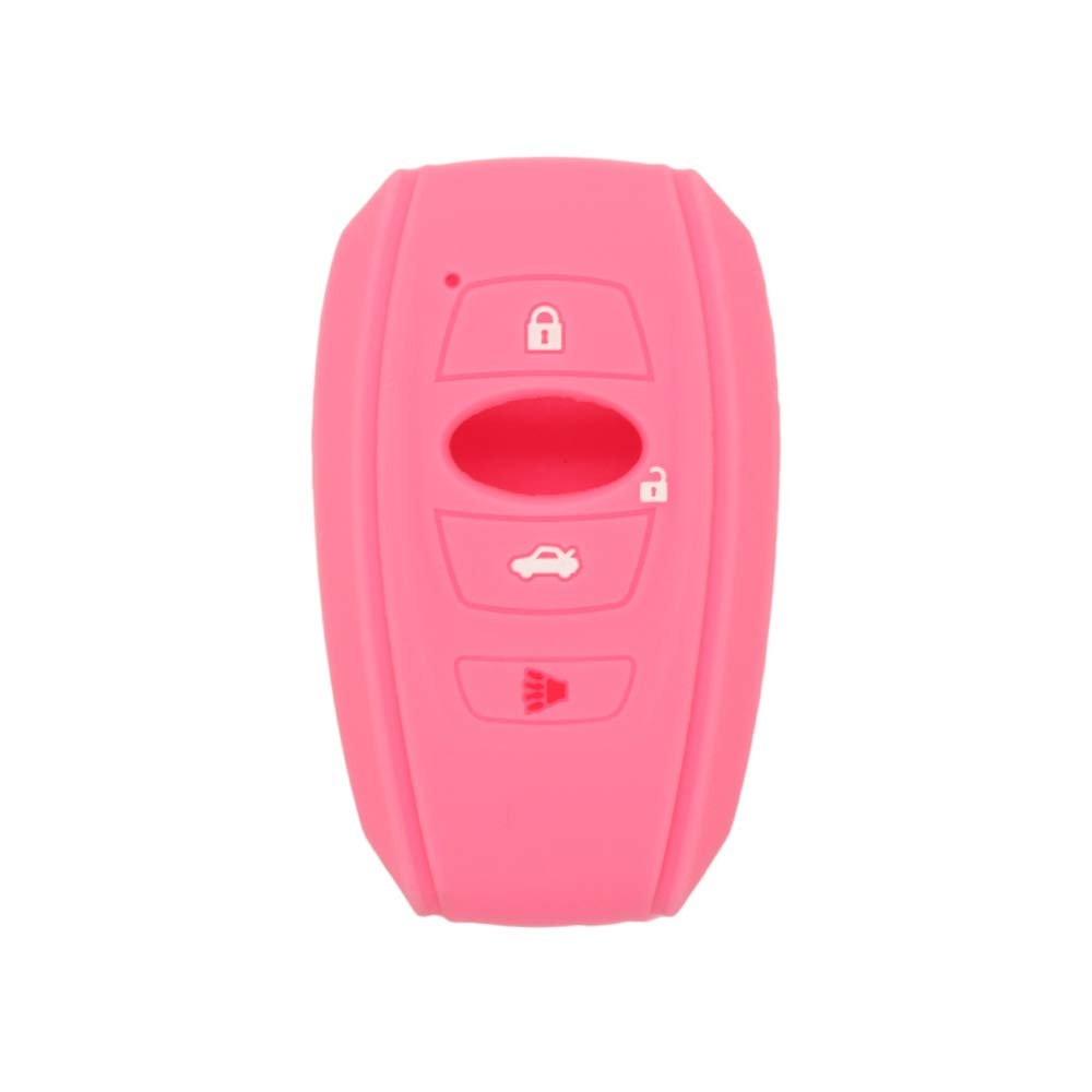 SEGADEN Silicone Cover Protector Case Holder Skin Jacket Compatible with Subaru 4 Button Smart Remote Key Fob CV4255 Pink