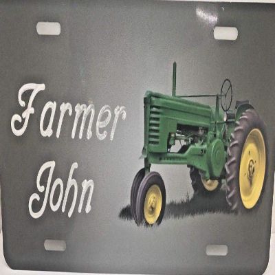 Farm Tractor Personalized Custom Farmer Farming Vanity Plate Free Engraved Auto Car Tag Tractor Plate Beautifully Designed and Specially Made, Auto Car Tag Plate Gift Decorative Frames, Novelty Signs