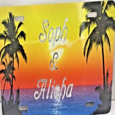 Palm Tree Personalized Custom License Vanity Plate Free Engraved Auto Car Tag License Plate Beautifully Designed and Specially Made