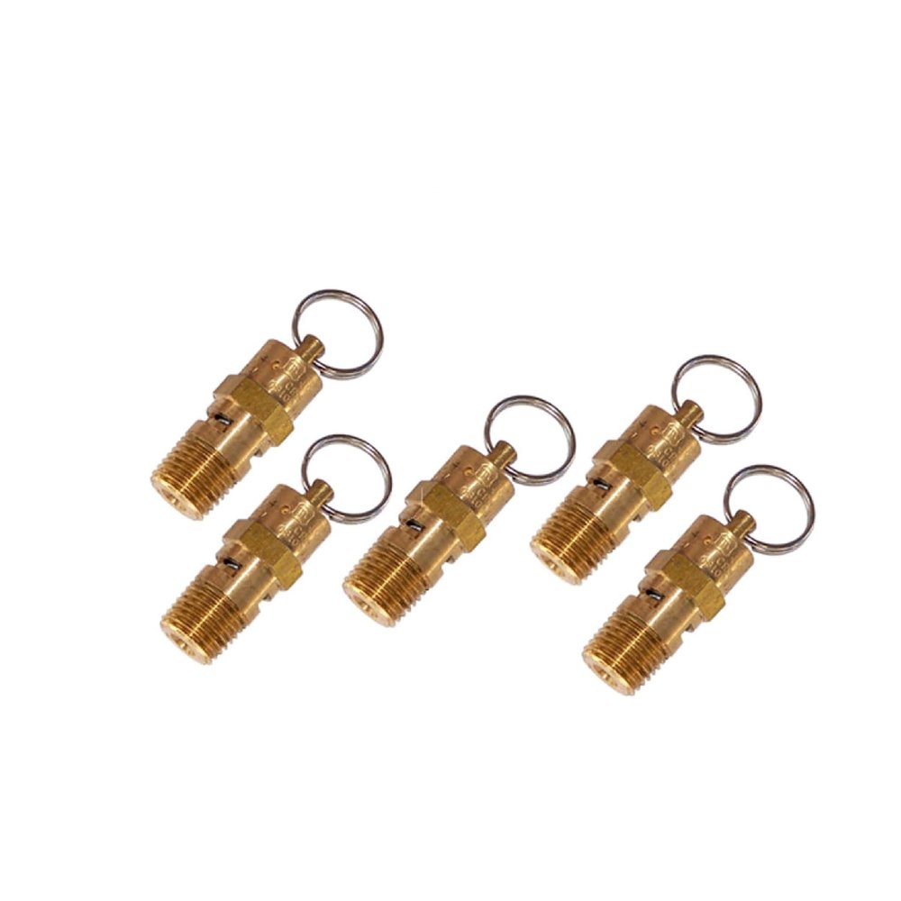 MPC Brass Spring Loaded Safety Valve 145 PSI Pop-Off - 1/4" Male NPT (5-Pack)