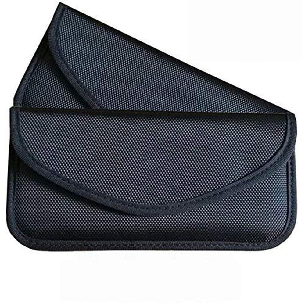 Faraday Key Fob Protector (2 Pack), Premium Faraday Bag/Pouch, Car Key Signal Blocker, Signal Blocking Bag for Cell Phone Privacy P (Black)