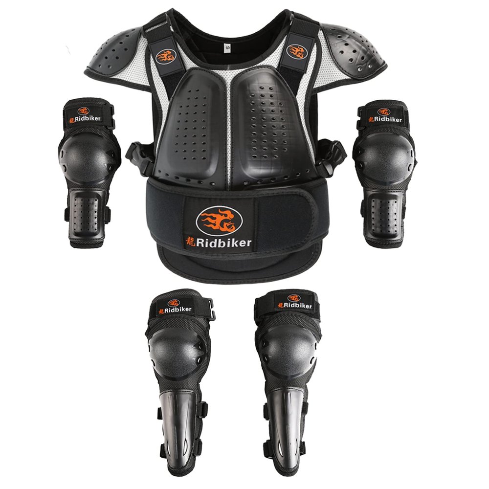 Kids Dirt Bike Gear Chest Protector MotocrossYouth Motorcycle Armor Suit with Knee Shin Guard Elbow Pads for Boys Girls Riding Protective Gear