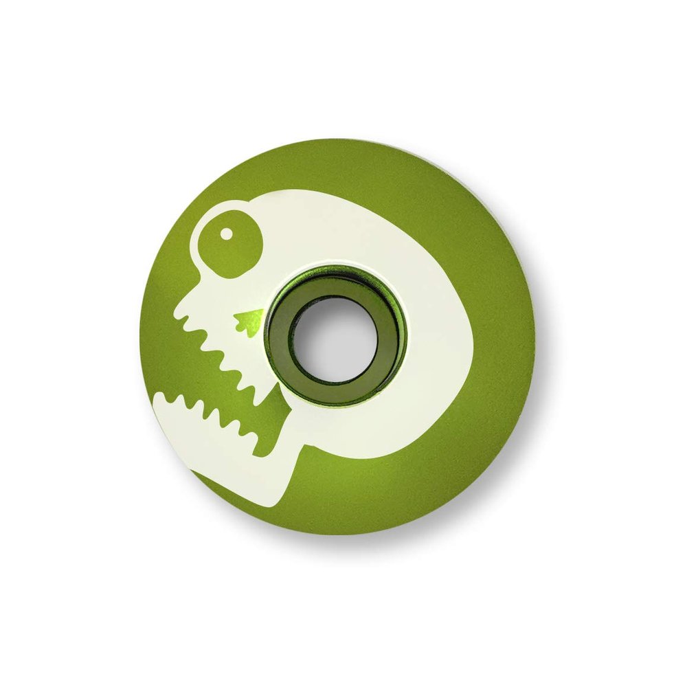 KustomCaps Talking Skull 1 1/8" Bicycle Headset Cap (Lime Green)