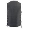 Milwaukee Leather MLM3521 Men's Distress Grey Leather Vest - V-Neck Straight Bottom Side Lace Motorcycle Rider Vest - 6X-Large view 2
