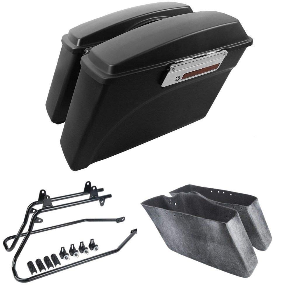 XFMT Hard Saddlebags Saddle Bag & Conversion Brackets For Harley Softail FatBoy 86-13