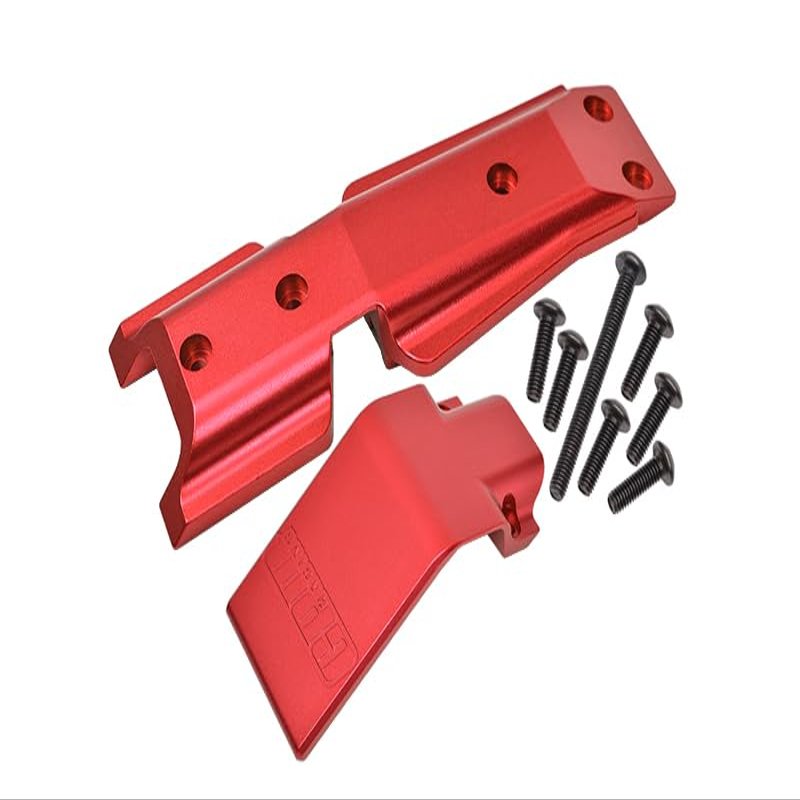 GPM For Traxxas E-Revo 2.0 VXL Brushless (86086-4) Upgrade Parts Aluminum Front Skid Plate - 2Pc Set Red